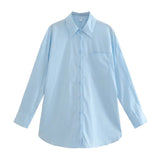 Zingj Trendy Women's Shirt Spring New Candy Pocket Long-Sleeved Button Cardigan Lapel