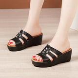 Heel Sandals Slippers Summer 2023 New Muffin Thick Soles Fishmouth Slippers Large Size Slippers Wear One-Word