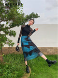 Butterfly Blue High Fashion Mesh Skirts For Women 2022 Summer High Waisted A Line Long Midi Skirt Designer