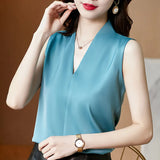 New Satin Simple Fashion V-Collar Slim Slim Inside Wearing A Vest