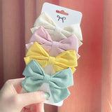 Cute Solid Bowknots Hair Clips For Baby Girls Safty Boutique Hairpins Handmade Barrettes Headwear Kids Hair