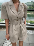 Summer Playsuits Rompers Womens Jumpsuit Korean Fashion Overalls Wide Leg Jumpsuit Black White Khaki Outfits