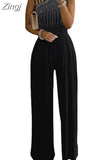 Suits Party Sequins Wide Leg Jumpsuit Women Elegant Sexy Sleeveless One Piece Outfits Summer 2023 Evening Club