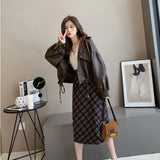 Zingj Coat Female 2024 Spring And Autumn New Korean Version Loose Short Foreign Style Lapel PU Leather Jacket Joker Jacket Tide-Outfit
