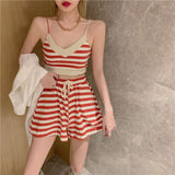 Short Sets Women Summer Vest French Tight-fitting Short Sexy Hot Girl Strapless Base Suspenders Sleeveless Crop