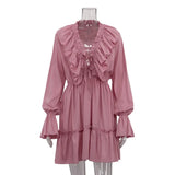 Zingj New Fashion V-Neck Pleated Horn Sleeve Flounce White Dress Spring Female Design Sense Fluffy Skirt-Outfit