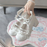 Spring New Round Head Thick-Bottomed Mary Jane Leather Shoes Lolita Bow Princess Style Design Single