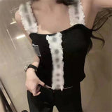 Summer Women Big Brand Knitted Vest Female Fashion Letter Embroidery Sexy Slim Fit Striped Camisole Bra Designer