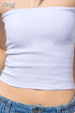Women Sexy Strapless Tube Tops Off Shoulder Sleeveless Bustiers Crop Tops Y2K Backless Slim Fit Tank Vest