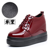 Height Patent Leather Small Leather Shoes Heel Waterproof Table Single Shoes Spring Autumn Pine Women's Shoes With Deep Mouth Plus Velvet Naked