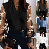 Zingj Hot Style Autumn And Winter New Fashion V Neck Lace Long Sleeve Shirt Shirt Women's