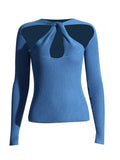 Slim Top 2025 New Personality Kink Hollow Out Long Sleeve Knit Sweater Loose Lazy