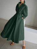 Autumn New 2022 Lapel Dress Korean Fashion Streetwear Women's Loose Solid Color Long Sleeved Long Sleeve Long Top