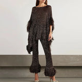 Zingj Summer New Fashion Heavy Industry Sequin Tassel Temperament Socialite Pants Suit-Outfit