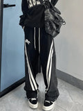 Patchwork Striped Baggy Boyfriend Jeans- Outfit