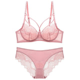 New Plus Size Lace Bra Set Push Up Bras and Panty Set Classic Bandage Underwire Lingerie Set Ultrathin Gathered