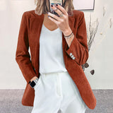 Zingj And Winter New Corduroy Cardigan Temperament Slim Solid Color Leisure Professional Small Suit Jacket-Outfit