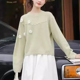 Zingj Autumn Winter New Soft Waxy Loose Small Sweet Soft Waxy Sweater Female Long Sleeve Knit Sweater Female-Outfit