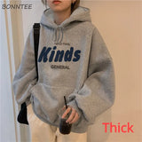 Women All-match Plus Velvet Vintage Long-sleeved Female Pockets Draw String Hoodies Leisure Fashion Spring