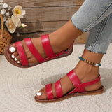 Large-Size Buckle Flat Bottom Dew Sandals Women Buckle Beach Cool Slippers