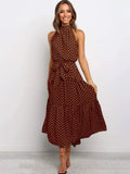 Long Dress Polka Dot Casual Dresses Black Sexy Halter Strapless New 2022 Yellow Sundress Vacation Clothes For