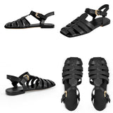 Onlymaker Brand Women's Flat Sandals Summer Casual Soft Genuine Leather Summer Roman Female Big Size Fashion