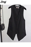 Vests Women Casual Daily Pure Pocket Korean Style Mujer Summer Breathable Stylish Design V-neck All-match Retro