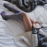 Zingj Style Knitting Wool Socks Women's Belt Wool Ball Long Over The Knee Pile Socks
