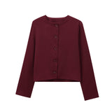 Women's Solid Color Coat 2025 Spring Commuter Leisure Buckle Dress Short Long-Sleeved Round-Neck