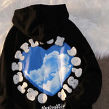 letter embroidery love sky pattern cardigan zipper hoodie womens 2021 casual loose lazy clothes for teens zipper