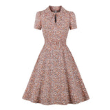 Arrival Robe De Cocktail 50s Women Dresses Summer Retro Floral Print V-Neck Flared Swing A-Line Dress Knee-length