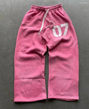 Zingj Alphabet Printed Trousers Loose Waistband Men's And Women's Fashion Brand Trousers 211-0-Outfit