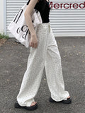 Zingj Design Sense Wave Dot Straight Leg Jeans Female Spring And Summer Vintage Pleated High Waist Mop The Floor Pants Wide Leg Pants