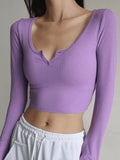 Rib Knit Long Sleeve Crop Top- Outfit