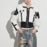 Wind Coat 2025 Winter New Premium Sense Lapel Lamb Wool PU Leather Splicing Female Short