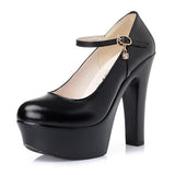 Head Buckle Waterproof Table 8CM High Heel Women's Shoes Thick-Soled Model Show Shoes Coarse Heel Work Shoes Silver Single