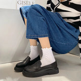 Zingj 2023 New Flat One Foot Pedal Happy Shoes British Wind Small Leather Shoes Female Cute Retro Jk Women's Shoes-Outfit