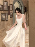 Zingj Elegant Ruffles White Midi Dresses 2023 Summer New Evening Party Women Clothes Fashion Sundress Birthday Ladies Dresses 211-0-Outfit