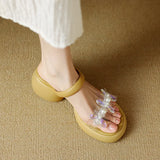 Zi Yan- -Foreign Style High With Thick With Thick Bottom Cool Slippers Female Platform Bottom Water Diamond Flower Fairy Shoes Outdoor Half