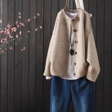 spring and autumn temperament casual loose new solid color long-sleeved knitted cardigan women's all-match