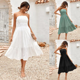 Spring / Summer 2025 New Women's Casual Solid Color Chest Closed Waist Dress