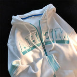 letter embroidery zipper cardigan hoodie women's spring 2022 new loose Korean version cardigan plus size hoodies