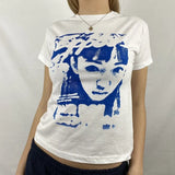 Gothic Print T-shirt Women Long Sleeve Slim Fit Crop Top Y2K Aesthetic Spring Autumn Sweats Tees Top Harajuku