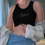 camis street romantic Lace up sleeveless croptop leisure Vacation slim tank top 2020 club wear Nibber hollow out