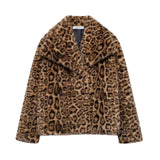 Autumn New Women's Temperament Collar Artificial Leather Effect Short Coat
