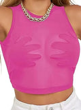 2024 Summer New Round-Neck Women's Sleeveless Mesh Perspective Embroidered Palm Creative Vest