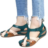 Women's Shoes 2023 Summer New Retro Round Head Slope With Ladies' Roman Shoes Cross Buckle Women's