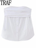 White Off Shoulder Tops For Women Stretch Corset Top Female Backless Sexy Tops Woman Fashion Sleeveless Bustier Top