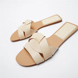 ZARZ Women Flat Sandals Summer 2022 New Fashion Golden Round Toe Bow Sexy Outer Wear Sandals And Slippers Women Beach Luxury