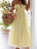 Ruched Tie-Up Strappy Maxi Dress-Outfit